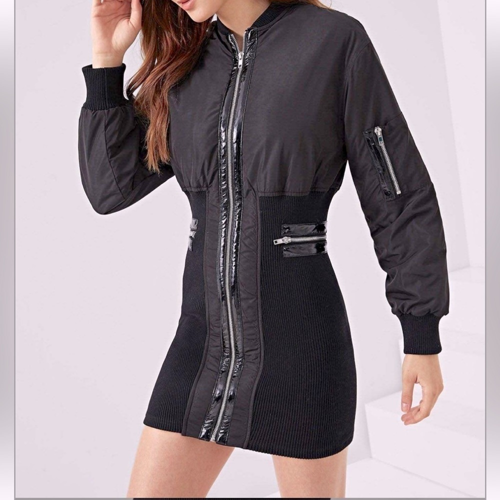 Shein ISO Black Bomber Dress Size XS